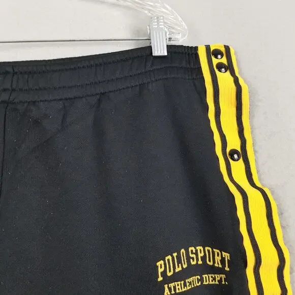 Polo Sport Ralph Lauren Pants Mens 2XL Black Yellow Snap Side Tearaway Track